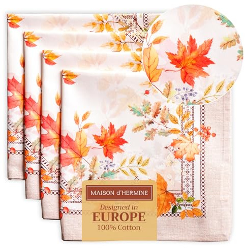 Maison d'Hermine Stoffservietten 100% Baumwolle (45 cm x 45cm, 4er-Set) | Wiederverwendbar, quadratisch, waschbar, ideal für Dinnerpartys, Hochzeiten, Thanksgiving und Weihnachten - Amarante