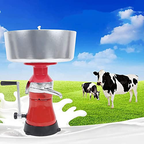 Separador de crema manual Máquina separadora de leche, separador de crema de aleación de aluminio para uso doméstico en granjas lecheras, convirtiendo leche cruda o entera en crema y leche d