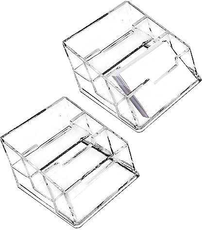 Zasiene Visitenkartenhalter 2 Stück Acryl Visitenkartenhalter mit 4 Fächern Transparent Schreibtisch Stand für Ausstellung Büro