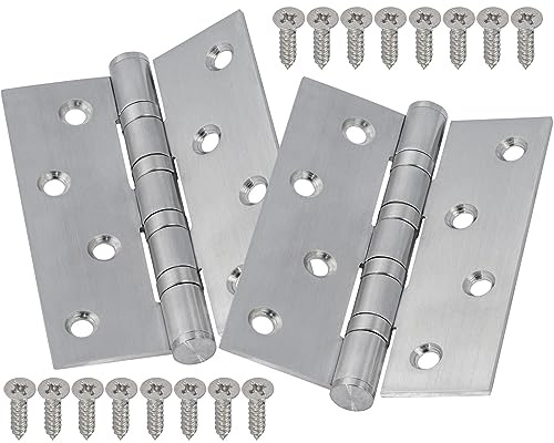 Neuhall 1 Paar Scharniere klappbar 100mm (2 Stück) Edelstahl V2A für Türen Holztür Schranktür Tisch Türscharniere Innen & Außen Klavierband Möbelscharniere inkl. Schrauben