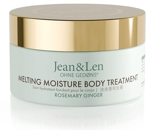 Jean & Len Melting Moisture Body Butter Rosemary & Ginger, per un risultato profumato, per pelli normali, burro corpo nutriente, senza parabeni e siliconi, 200 ml