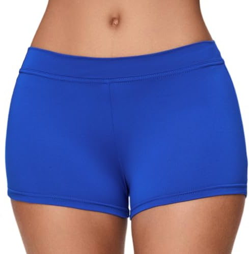 SUPRNOWA Low Rise Boy Cut Shorts for Women Athletic Spandex Gym Workout Booty Volleyball Yoga Dance Shorts (Classic Blue, X-Small)