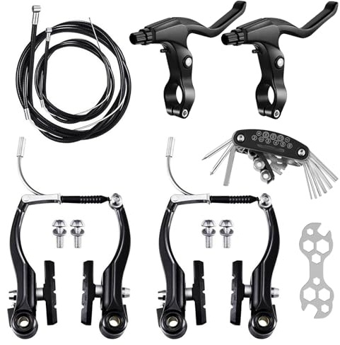 YIDM Jeu de freins V-Brake de rechange avec câbles et levier, poignée de vélo pour la plupart des vélos de montagne (Noir)