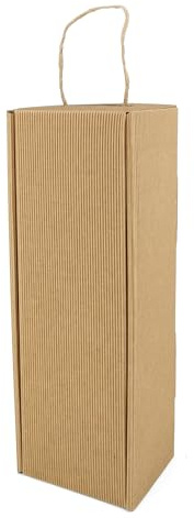IDEA HOME 6er Packung Flaschentüten WAVE Geschenktüten Kraft Natur für Wein Weihnachten, Geburtstage, Valentinstag & Partys 115 x 95 x 320 mm, Naturbraun
