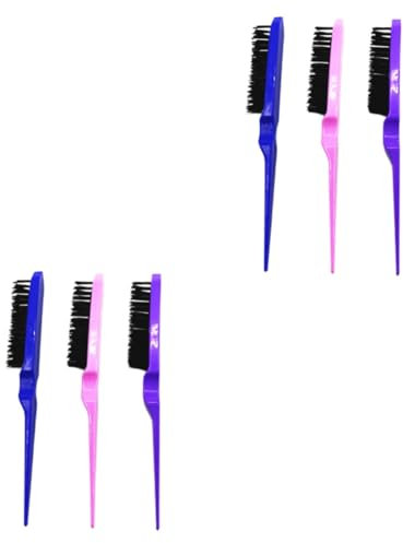 Beavorty 6pcs Three Rows Hair Comb Curly Hair Comb Scalp Massage Function Portable and Creative Design for Daily Use Random Color