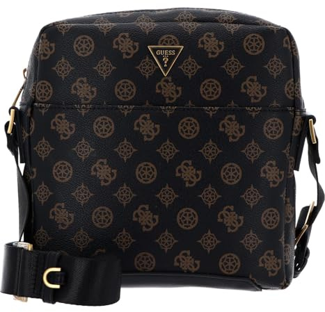 GUESS Torino Top Zip Crossbody Flat Dark Brown/Ochre