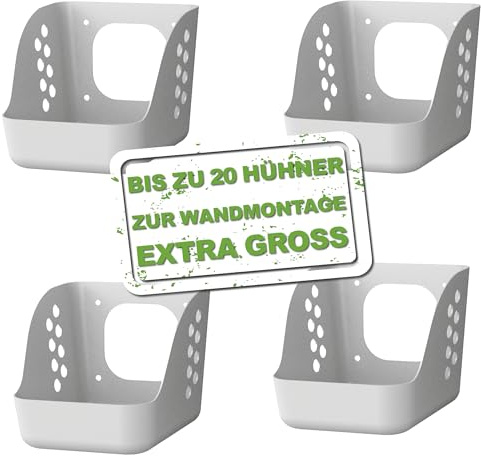 MeineHennen Legenest Hühner 4er Set Basic Nest ECO Grau – Hühnernest zur Wandmontage für bis zu 20 Hennen - Einstreunest aus Kunststoff - Geflügelnest Hühnerstall Zubehör stabil & leicht zu reinigen