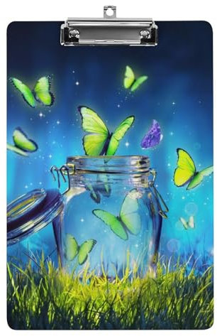 Porte-bloc léger en acrylique pour enfants, papillons magiques volants, format A4, peut contenir 21,6 x 31,8 cm pour enseignants, étudiants, femmes, hommes, filles, garçons