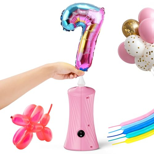 Balloon Pump Electric Air Balloon Pump, Electric Balloon Pump Portable Long Animal Foil Balloon Pump Blower Machine Pink 110-120V 30W Balloon Electric Pump Inflator for Party/Wedding/Birthday Decor