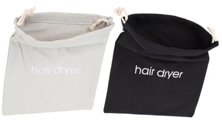 2 Stück-pack Haartrocknertasche mit Kordelzug aus Stoff für Hotel und Reise | Canvas Beutel, Wasserabweisend, Vielseitige Aufbewahrung für Kleinteile, Praktischer Organizer mit Zugband