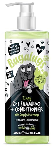 Bugalugs Zingy 2-in-1 Formel Dog Shampoo + Conditioner - Grapefruit & Orange für Fellspühlung unf Shampoo in einem angenehmer Duft