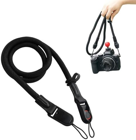 Kaslaider Corde d'escalade pour appareil photo, bandoulière pour appareil photo avec système de dégagement rapide, sangle de transport réglable pour appareil photo numérique ou sans miroir SLR DSLR