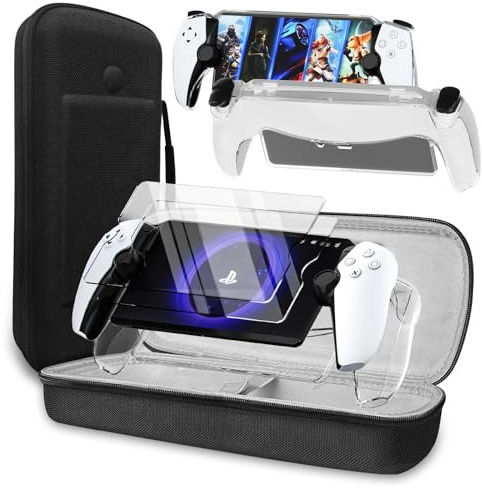 QUAGGY 3-in-1 Accessoris Kit Compatible with Playstation Portal, EVA Carrying Case for PS Portal,2 Pack Screen Protectors,Protective Shell Portable Travel Handbag for PS5 Portal Remote Player
