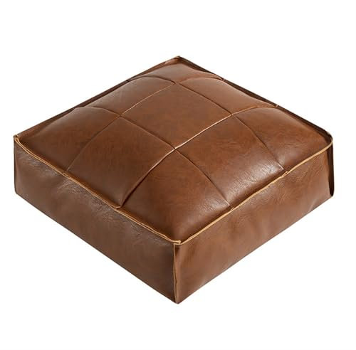 Quadratischer Sitzsack im marokkanischen Stil, Kunstleder, großer Stauraum, Ottomane, Fußhocker für Bodenstuhl, Retro-Dekor, dunkler Kaffee, ungefüllt (Einzelbezug)