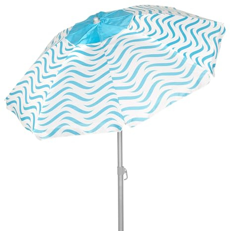 AKTIVE 62218 Sonnenschirm, Himmelblau und Weiß, 200 cm