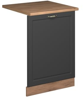 Vicco Façade de Lave-Vaisselle Fame-Line, Anthracite-Or, 60cm | Façade en MDF · Plan de travail incl. · Adapté à la façade de cuisine · Poignées en métal · Intégration facile