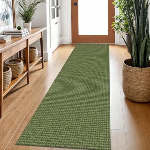 Ivissy Geflochtener Läufer, 60 x 200 cm, waschbar, Läufer für Flur, rutschfeste Gummi-Rückseite, Küchenläufer, Baumwolle, Eingangsbereich, Innenbereich, gewebter Bodenteppich für Flur, Küche
