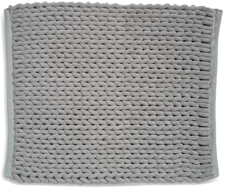 kela Alfombra de baño antideslizante 55 x 65 x 2 cm MARIE, alfombra de baño gris, lavable, poliéster y algodón reciclados, alfombra de baño con estructura de punto