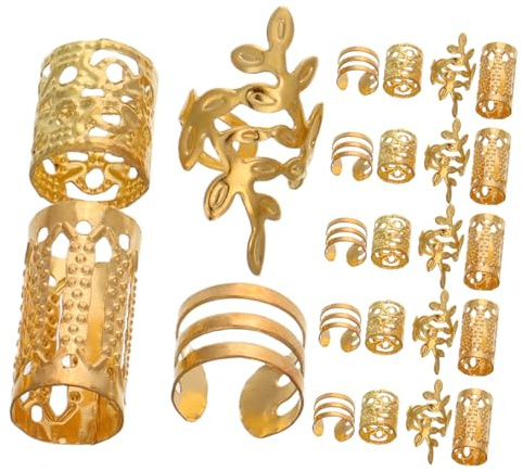 DECORNIJIA 40 Stück Haarschmuck für Zöpfe aus Legierung Goldene Haarperlen und Metallringe Selbstgemacht Dreadlock Schmuck für Hochzeiten und Partys