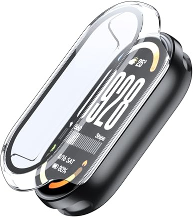 Fitudoos [1 Pezzi Cover per Xiaomi Smart Band 10,custodia rigida in PC con pellicola protettiva in vetro temperato,Anti-Caduta Alta Sensibilità -Trasparente