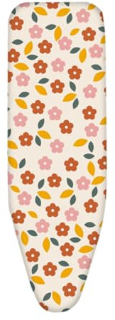 Copriasse da Stiro Fiore Rosa Giallo Fodera Copri Ferro da Stiro Riflettente al Calore per Stiratura Rapida Mollettone Copertura Copri Asse da Stiro Universale Montaggio Facile 120x40cm