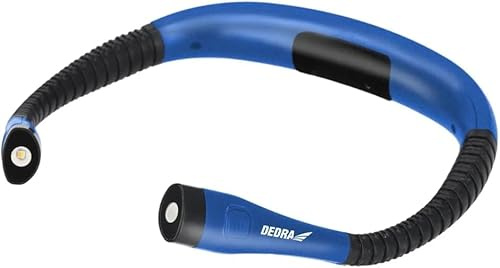 Dedra Tragbare Leselampe für den Nacken, LED-Leselicht, praktisches und bequemes Accessoire, drei wählbare Lichtfarben, flimmerfreies Licht, Ladestandsanzeige, IP10, Leuchtfunktionen: 30%, 50%, 100%
