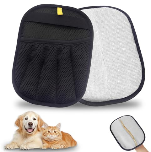 mecmic 2Pcs Static Pet Hair Remover Gloves, Reusable Electrostatic Pet Cat Dog Hair Removal Grooming Gloves Brush Tool for Couch, Furniture, Carpet, Car Seat