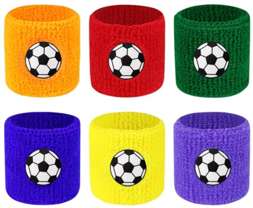 6 Stück Bunte Schweißband Arm Handgelenk Sport Wristbands Schweißbänder Schweißband Fussball, für Jungen Herren Geburtstag Outdoor Baseball Basketball Aktivität
