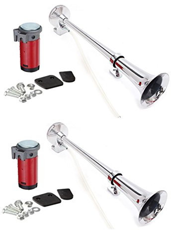 2X 150DB Super Loud 12V Single Trumpet Air Horn Compressor Truck Lorry Boat Train