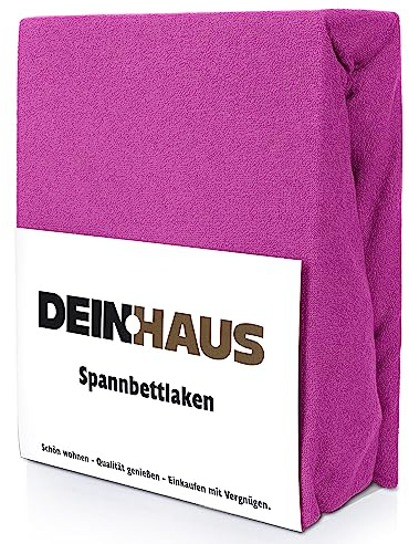 DH DEIN.HAUS Frottee Weiches Spannbetttuch 200 x 220 cm – Baumwolle, mit Gummizug, pflegeleicht, Bettlaken – Farbe: Amaranth