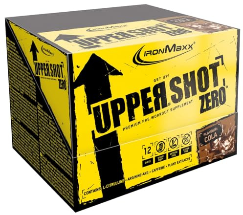 IronMaxx Upper Shot Zero - Cola 12x60ml | Pre-Workout Shot mit u.a. L-Arginin, L-Citrullin Malat, Taurin und Koffein | Zuckerfrei und in vielen Geschmacksrichtungen