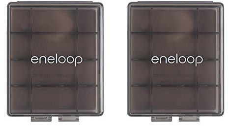 Eneloop Panasonic BQ-CASEK2SA Pro Lot de 2 boîtiers de Rangement pour Piles 4AA ou 5AAA, Gris Obsidienne