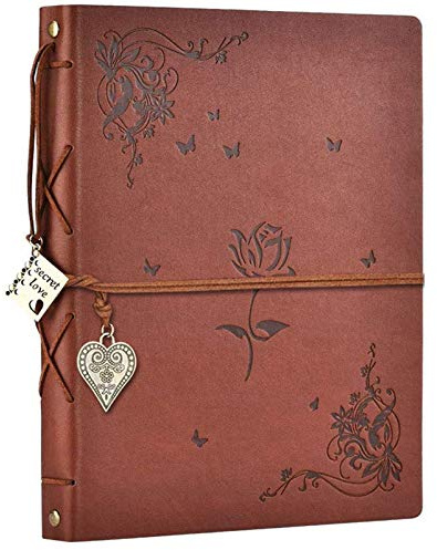 ZEEYUAN Scrapbook Album Leder Fotoalbum Erinnerungen DIY Scrap Book 27,4 x 21,8 cm großes Familienfotobuch nachfüllbar 60 Seiten für Jahrestag Valentinstag Geburtstag Geschenke Rose Braun