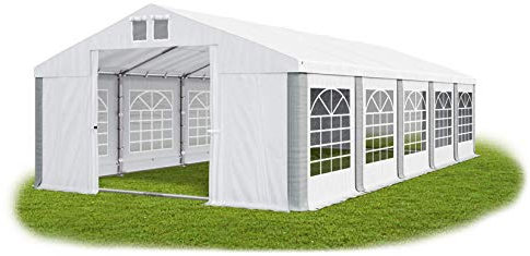 Das Company Tenda per Feste bianco-grigio 5x10m Ignifugo Impermeabile 620 g/m2 PVC Telone Costruzione Summer Floor sul Fondo