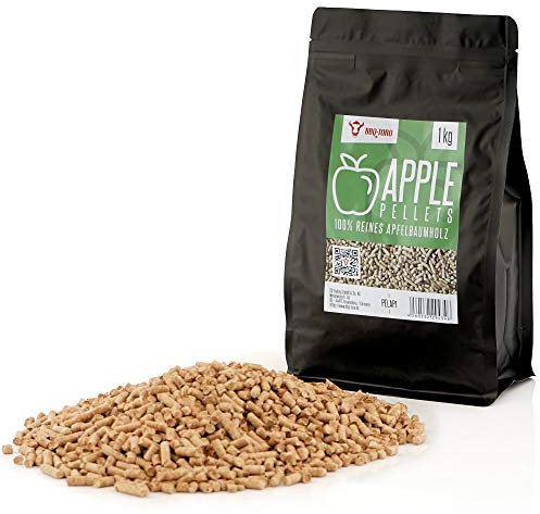 BBQ-Toro Grillpellets Apfel aus 100% Apfelbaumholz | 1 kg | Apfelpellets für Grill, Smoker, Pellet-Pizzaofen und Heizungsanlagen | Grillpellets Smoker, Holzpellets Smoker, Pellets zum Heizen