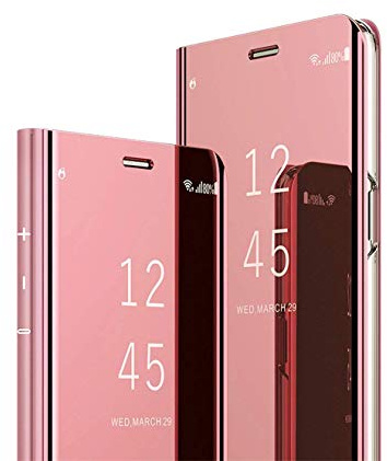 MRSTER iPhone SE 2020 Hülle Clear View Standing Cover, Spiegel Handyhülle Schutzhülle Flip Case Schutz Tasche mit Standfunktion 360 Grad hülle für das Apple iPhone SE (2020). Flip Mirror: Rose Gold