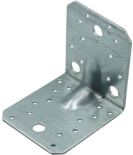 SC-Normteile | Winkelverbinder mit Sicke - 105 x 105 x 90 mm - 50 Stück - Feuerverzinkt - Lochwinkel Rippe Steg - Made in Germany