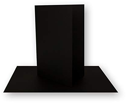 50x Faltkarten DIN A7 in Schwarz - 10,5 x 7,4 cm - Grammatur: 240 g/m² - Kleine Doppelkarten blanko zum Selbstgestalten und Bedrucken