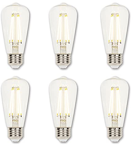 Westinghouse 4518700 6.5 Watt (60 Watt Equivalent) ST15 Dimmable Clear Filament LED Light Bulb, Medium Base (6-Pack)