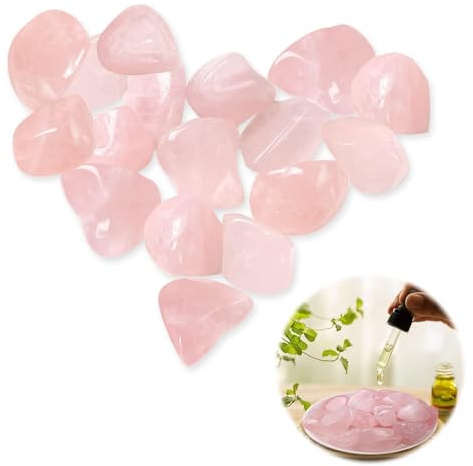 Xinjieda 10PCS Rose Quartz Tumbled Crystals,Polished Rose Quartz Stones | Natural Irregular Rose Quartz Crystals, Reiki Healing Decor & Ladies Present(Total Weight:100 Gram,Approx 10-12 Pcs)