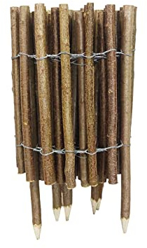 Clôture décorative - clôture de jardin - palissade/clôture en bois avec pénétration dans le sol/Bois de noisetier/Naturel H 50 cm (3-4 cm)