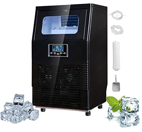 PanHuiWen Máquina para Hacer Hielo Comercial Máquina de Hacer Hielo 40KG en 24 H Maquina Hielo Cubitos Grandes 2 Tamaños de Cubitos para El Hogar, Fiesta, Barra, Casa