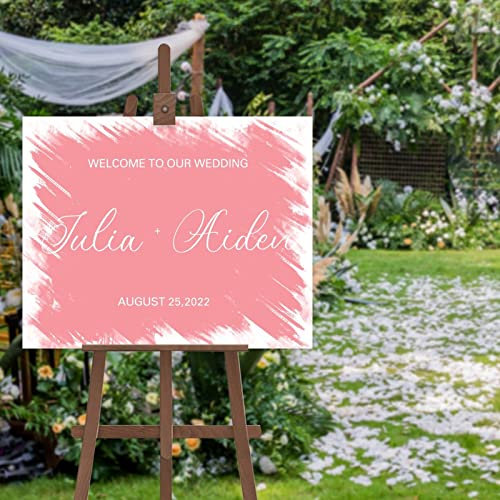 Panneau de mariage minimaliste et modifiable - Panneau de mariage personnalisé - Panneau d'entrée de bienvenue pour invités de mariage - 50,8 x 76,2 cm