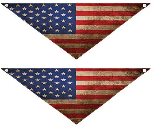 2 Stück Hundehalstücher Haustier Bandana Schal Druckknopf Dreieck Lätzchen Halstuch Set Haustier Urlaub Zubehör Dekor für kleine bis große Welpen Hunde Katzen kleine antike Flagge Amerika