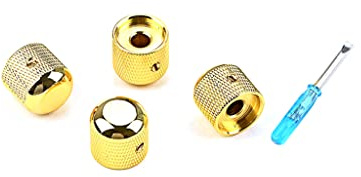 Alnicov 4PCS Guitar Dome Knobs Lautstärkeregler, mit Schraubenschlüssel Set für E-Gitarre oder Bass, Gold