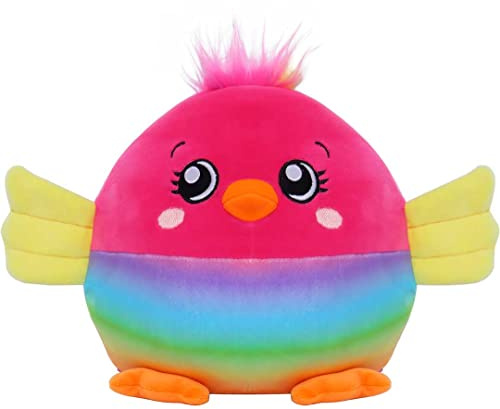 Dream Beams Freya (Papagei) süßes, kuscheliges, weiches Plüschtier, Squishy Kuscheltier, Glow in the Dark Elemente, einfach waschbar, Größe: 18cm, für Kinder und Jugendliche ab 0 Jahre
