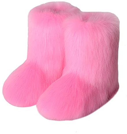 TangDao Damen Winter Kunstpelz Stiefel Warm Boots Gefüttert Boots Fell Pelz Schnee Kunstfell Stiefel