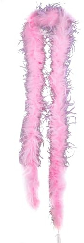 Federboa Weihnachtsboa, 200CM Federboa Flauschige Straußenfeder Verkleidungszubehör Halloween Handwerk Hochzeitsdekoration Girlande Federschal Damen Mädchen Karnevals Kostüm Accessoire,Rosa
