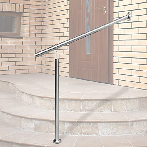 Daromigo Edelstahl Eingangsgeländer Treppengeländer, 100cm Geländer Außen Innen, Winkel Einstellbar, Ø42mm Wandhandlauf, inkl.Montagematerial, für Treppen Garten Hauseingang