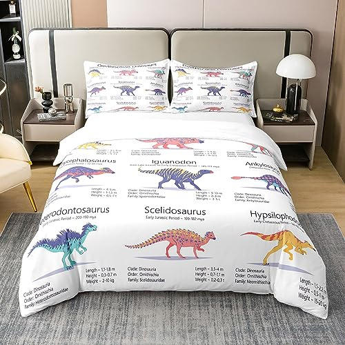 Kinder Dino 100% Bio-Baumwolle Bettbezug 200x200,Kleinkind Mädchen Dino Bettwäsche Set,Satz Antiker Dinosaurier Tröster Abdeckung für Jungen,Dschungel Tier Bett Sets mit 2 Kissenbezüge